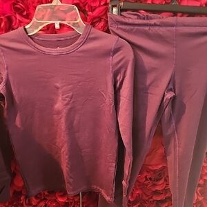Cuddl Duds Plum Fleece Lined Long Sleeve Top and Leggings Set Size Medium New